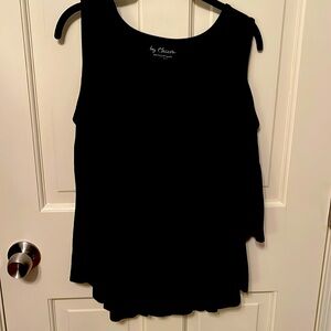 Chicos Black Cold Shoulder Top, Size 1